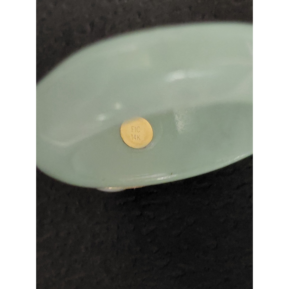 Natural Green Jade Pearl 14k Solid Yellow Gold Accent Ring Size 6 Brand New - Picture 7 of 8